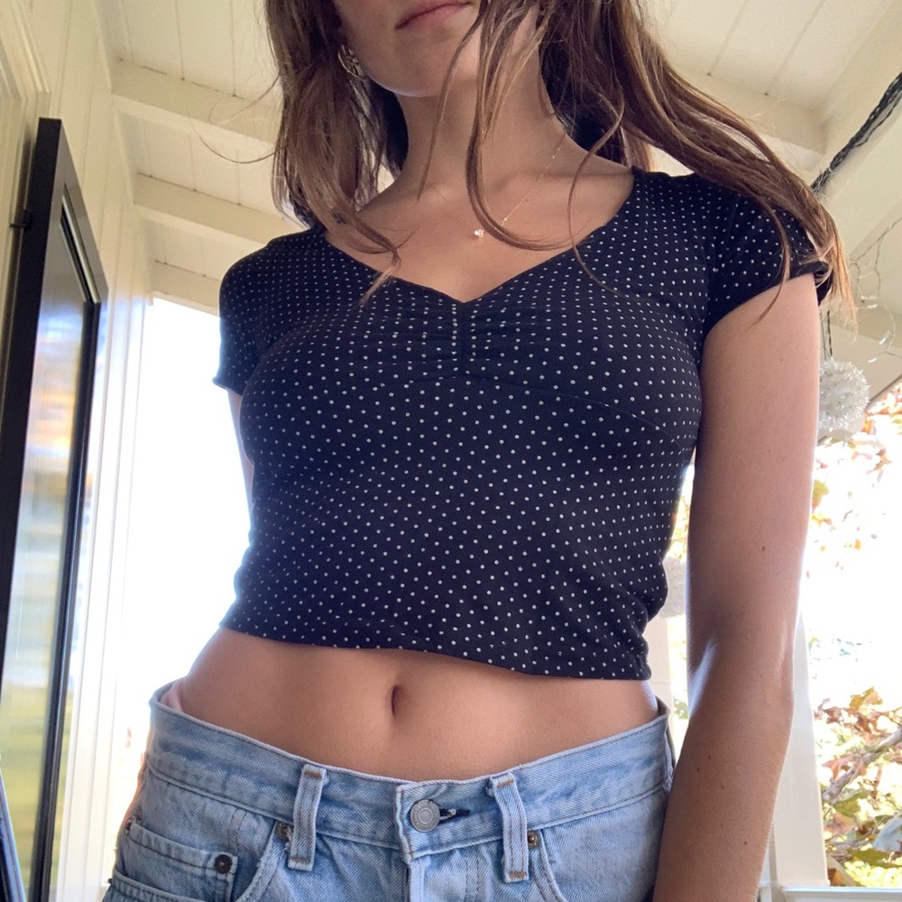 polka dot brandy melville fitted blouse